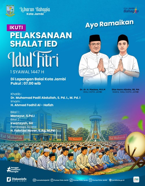 cover Penuh Semangat Kebersamaan, Pemkot Jambi Gelar Salat Idul Fitri 1447 H Dilapangan Kantor Wali Kota