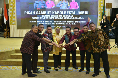 cover Pergantian Kepemimpinan di Polresta Jambi, Sri Purwaningsih Ajak Sukseskan Asta Cita Presiden