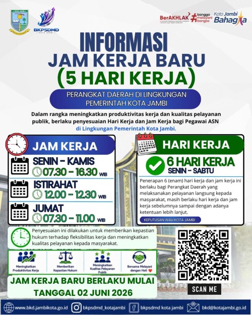 cover Pemkot Jambi Resmi Berlakukan Jam Kerja Baru, ASN Diminta Lebih Dekat Bersama Keluarga