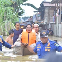 cover Pastikan Manajemen Tanggap Bencana Berjalan Baik, Sri Tinjau Lokasi Terdampak Banjir di Kota Jambi